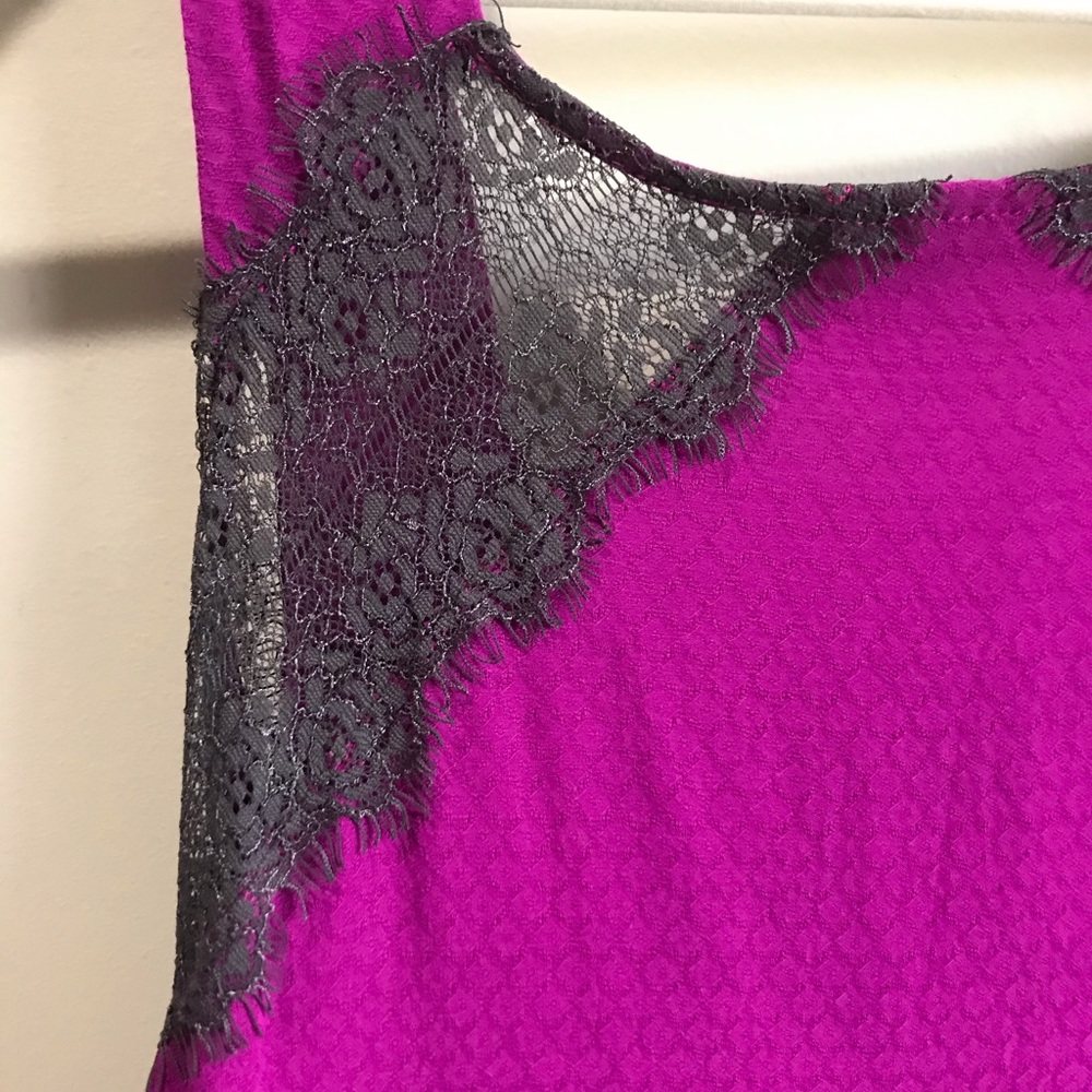 Free People Fuchsia Georgia Dress with Lace Accent - Picture 5 of 10